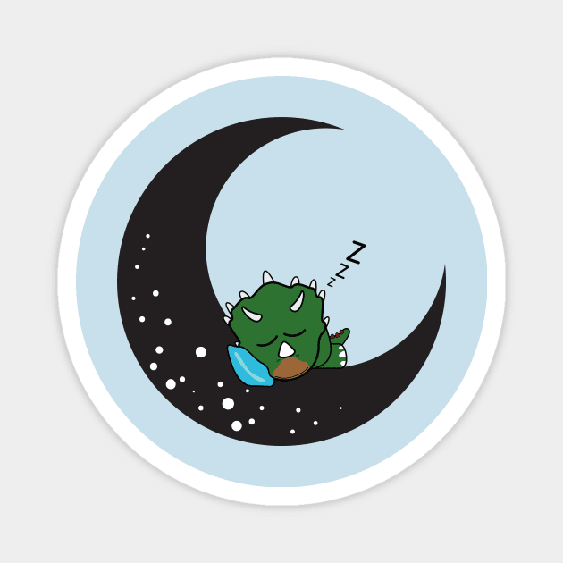 Plot Twist, Dinosaur On The Moon Falls Asleep Magnet by UPSTORE-TP